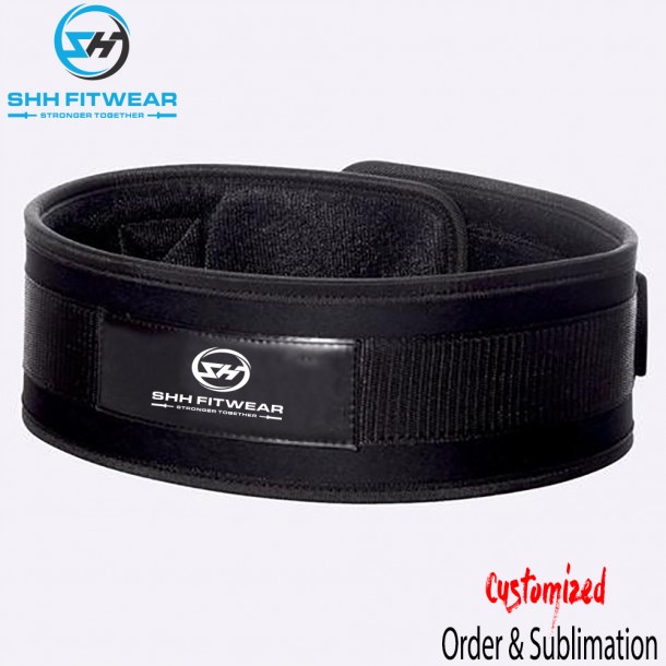 shhfitwear 4” Velcro Weight Lifting Belt – Black Belt-006